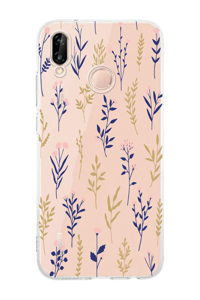 moonset Huawei P20 Lite Uyumlu Çiçekler Tasarımlı Baskılı Şeffaf Telefon Kılıfı