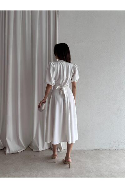 Mooi Butik White Prano Midi Dress 7847