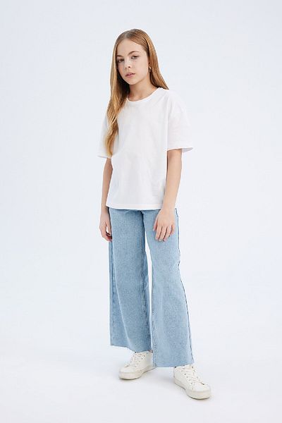 DeFacto Tricou de bază cu mânecă scurtă, cu mânecă scurtă, cu decolteu rotund, pentru fete D9099A825SM