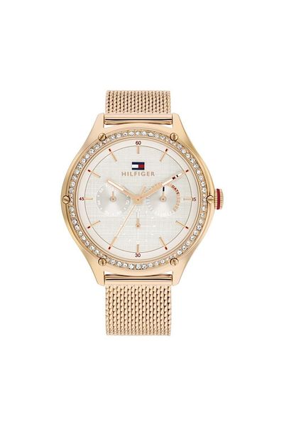 Tommy Hilfiger Dámské hodinky Tommy Hilfiger 1782653 Lexi, odstín růžového zlata s šedým ciferníkem, mechanismus Epson VX3JE Quartz