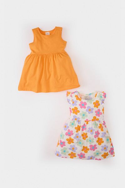 DeFacto Baby Girl Patterned Short Sleeve 2-Piece Dress C0071A525Sm