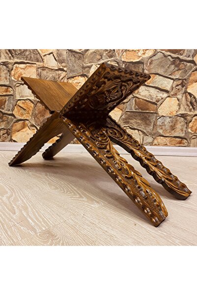 woodage Oymalı Kur'an Rahlesi, Katlanabilir Yer Rahlesi, Dekoratif Kitap Tutu...