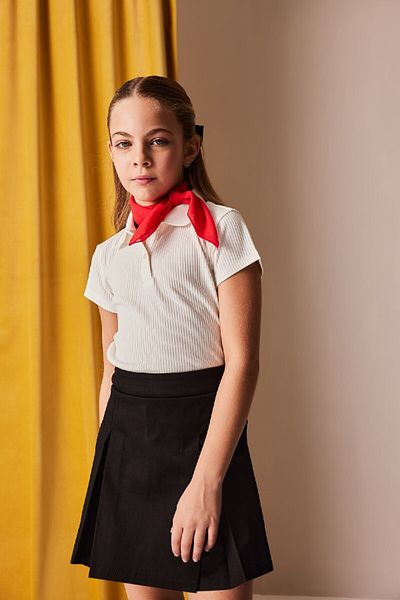 DeFacto Dívčí žebrované polo tričko s krátkým rukávem - Slim Fit Slim Fit Z7794a625sm