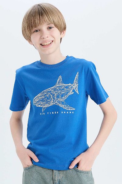 DeFacto Tricou cu mânecă scurtă cu imprimeu pentru băiat E0431A825SM