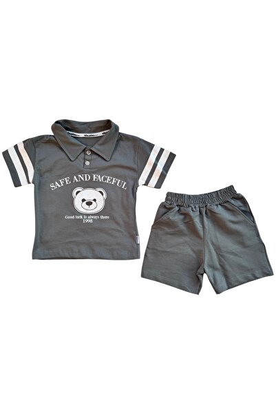 Minamino Günlük Pamuklu Polo Yakalı Şortlu Cepli Erkek Çocuk İkili Takımı