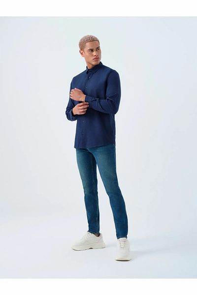 Loft Men's Navy Blue Lf 2038874   White m Shg Shirt Lf 2038874 -Navy