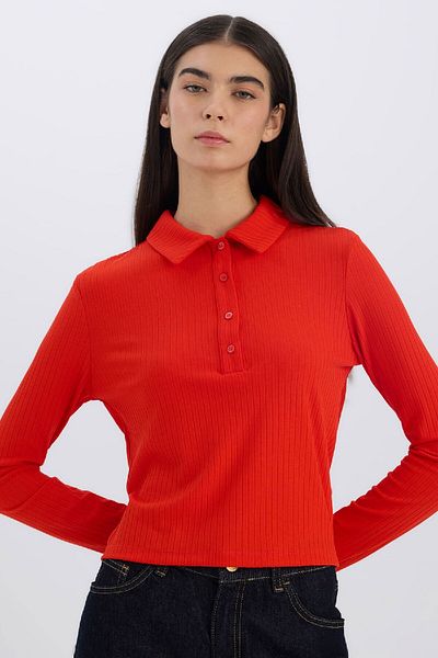 DeFacto Polo Neck Slim Fit Long Sleeve Camisole T-Shirt - D8720Ax24Au