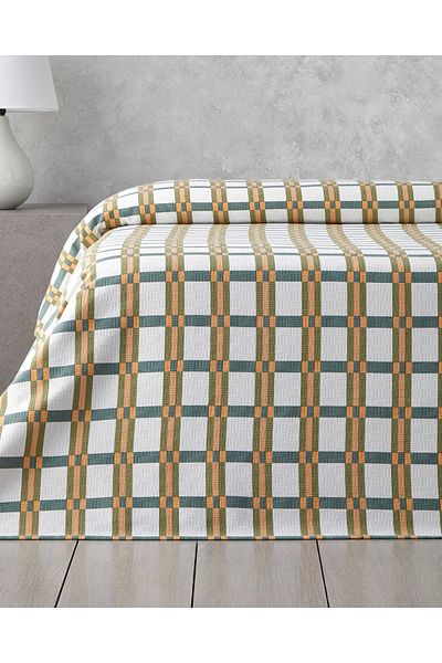 English Home Summer Plaid Printed Cotton Double Pique 200X220 cm Green
