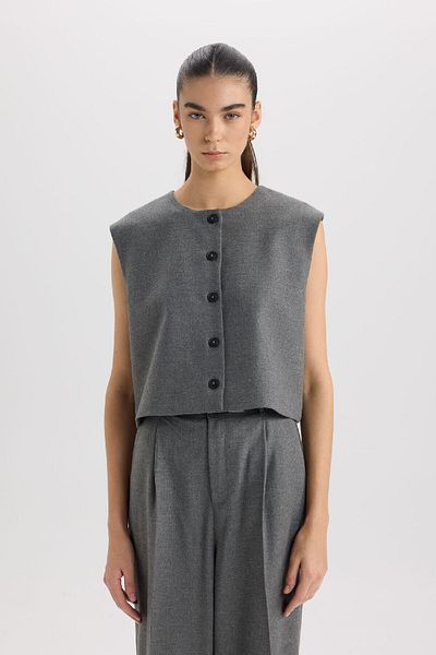 DeFacto Blazer mit flachem Knopf und Rundhalsausschnitt – E0571ax24au