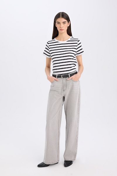 DeFacto Regular Fit Crew Neck Striped Short Sleeve T-Shirt C2612Ax25Sp