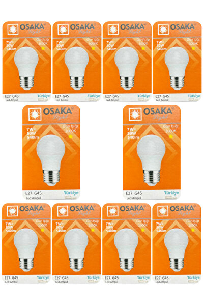 Osaka (10 Adet) Osaka 7W (50W) Sarı Işık E27 Duylu (Kalın Duy) Led Mini Ampul