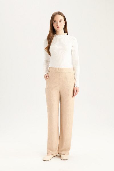 DeFacto Relax Fit Elastic Waist Basic ίσιο ζαρωμένο παντελόνι Z8788az24wn