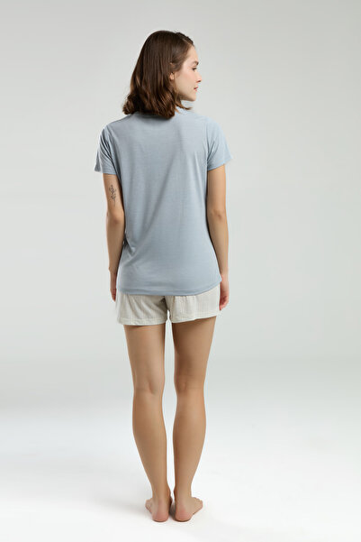 The Clover Kadın Kısa Kollu Bisiklet Yaka Süprem ŞortluPijama Takımı TH.3.CL.RN.20.TT