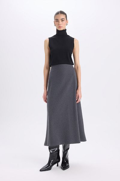 DeFacto A-Line Stretch Waisted Basic Plain Regular Waist Maxi Skirt D5407Ax24Au