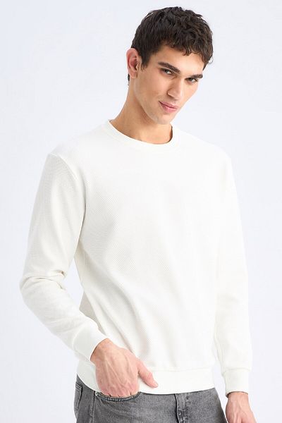 DeFacto Φούτερ ζακάρ με κανονική εφαρμογή Crew Neck D7549AX25SP