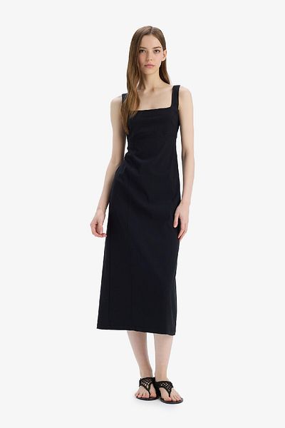 DeFacto Bodycon Bodycon Basic Μασίφ τετράγωνο γιακά με λουράκι Maxi φόρεμα C5027ax25sp