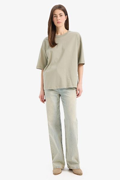 DeFacto Oversize Wide Fit Crew Neck Basic Απλό χτενισμένο βαμβακερό κοντομάνικο T-shirt C0099ax25sp