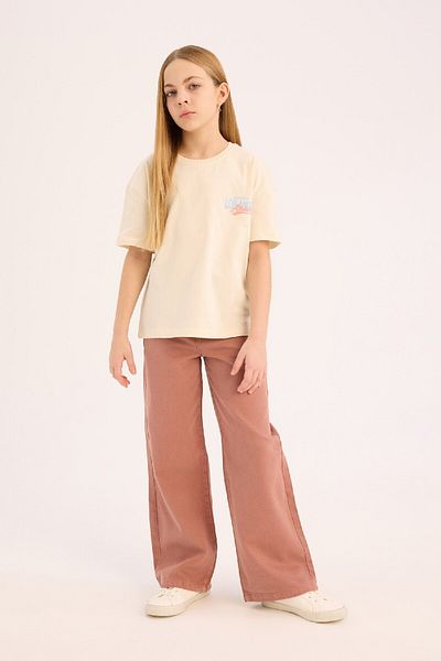 DeFacto Girls' Relax Fit Crew Neck Srt Printed Short Sleeve T-Shirt E0354A825Sm
