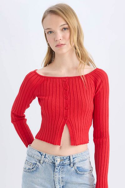 DeFacto Open Shoulder Knitwear Fitted Sweater - E0727Ax24Wn