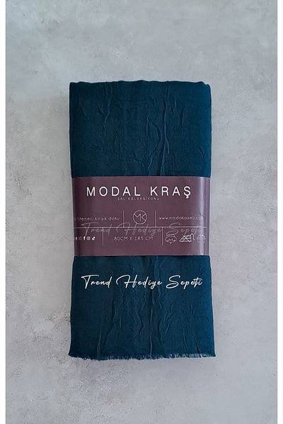 Trend Hediye Sepeti Μπαμπού Kraş Shawl Petrol Blue Χρώμα
