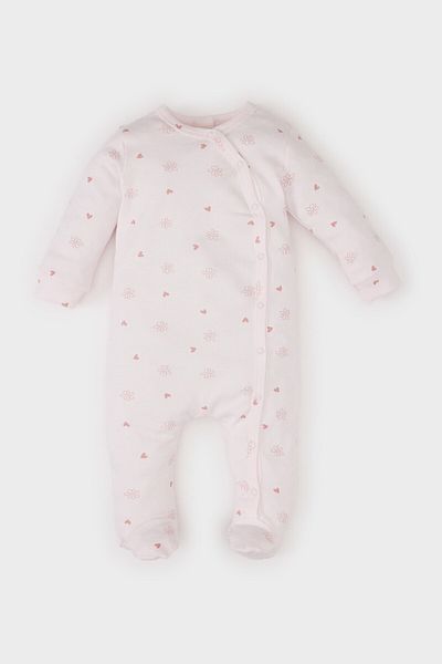DeFacto Baby Girl Newborn Print Long Sleeve Snap Jumpsuit E0878A525Sp