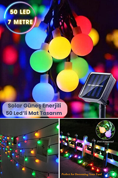 TechnoSmart Solar 50 Ledli Top 8 Modlu Çok Renkli Işık Bahçe Aydınlatma Dekor...
