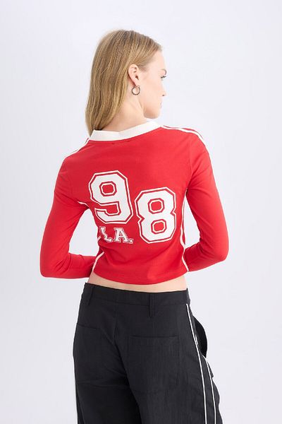 DeFacto Coool Fitted Back Print Long Sleeve T-Shirt D9855Ax24Wn