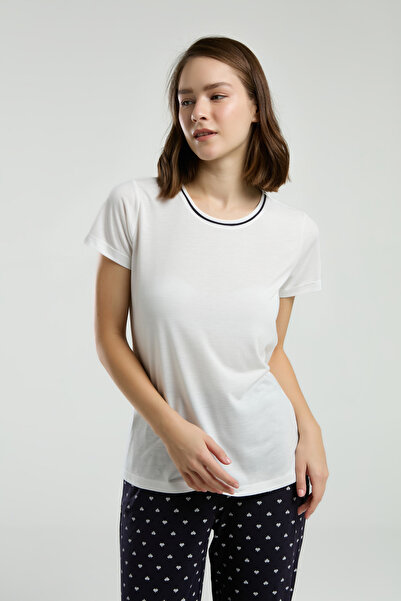 The Clover Жіночий комплект піжами з коротким рукавом, велосипедним коміром і деталями з супрему TH.3.CL.RN.24.TT