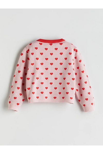 LC Waikiki Pink Crew Neck Knitwear Girl's Cardigan -Akrstore-