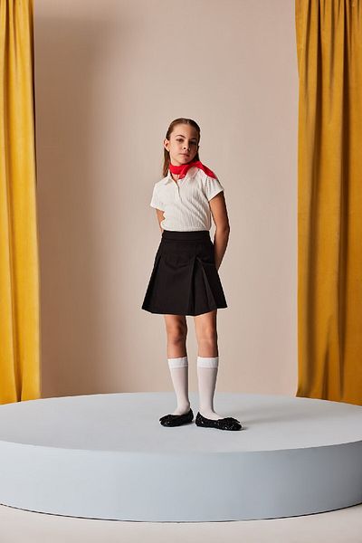 DeFacto Dívčí žebrované polo tričko s krátkým rukávem - Slim Fit Slim Fit Z7794a625sm
