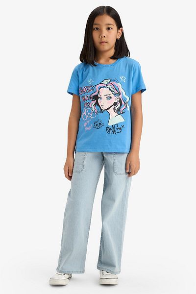 DeFacto Tricou cu mânecă scurtă imprimat pentru fete E0350a825sm