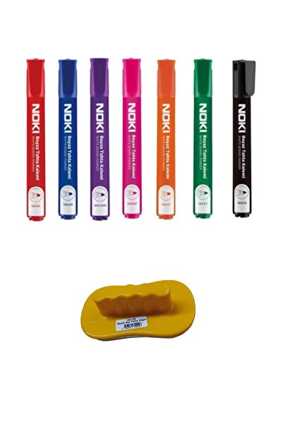 KarmaOfis 7 Farklı Renkte Beyaz Tahta Kalemi + 1 Adet Tahta Silgisi