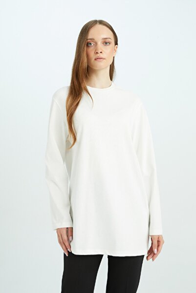 DeFacto Regular Fit Crew Neck Basic pevné tričko s dlouhým rukávem tunika D4897Ax24Wn