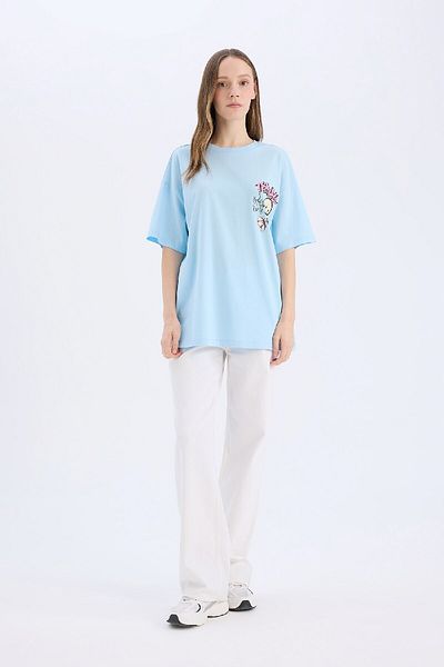 DeFacto Tricou cu gât crew Cool Smileyworld Wide Fit D9122ax25sm