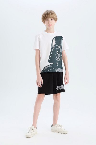DeFacto Boys' Star Wars Pajamas Set Crew Neck Short Sleeve Top Elastic Waist Shorts