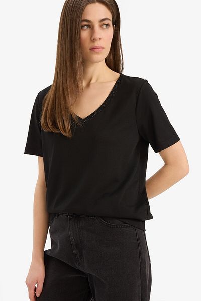 DeFacto Regular Fit V-Neck Basic Plain Short Sleeve Black T-Shirt K5057Az25Sp