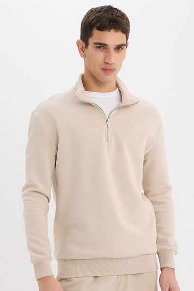 DeFacto Comfortable Zip up Stand Collar Comfort Regular Fit Sweatshirt X7405Az25Sp