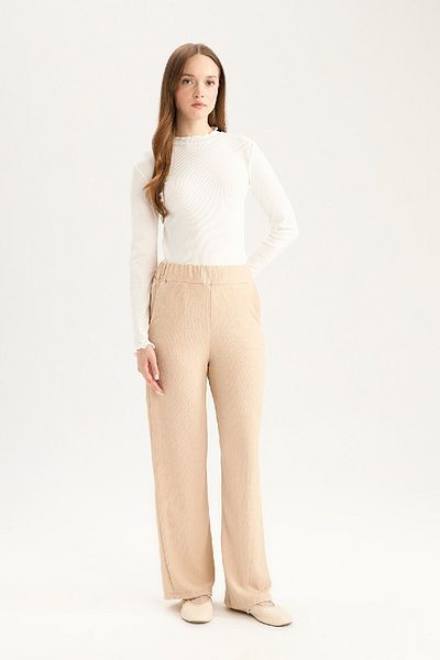 DeFacto Relax Fit Elastic Waist Basic ίσιο ζαρωμένο παντελόνι Z8788az24wn