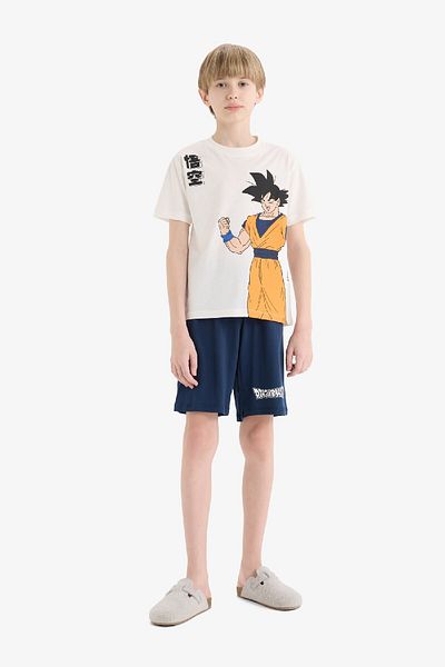 DeFacto Set de pijamale Dragon Ball pentru băieți, cu mâneci scurte, cu talie elastică, pantaloni scurți E0337a825sm