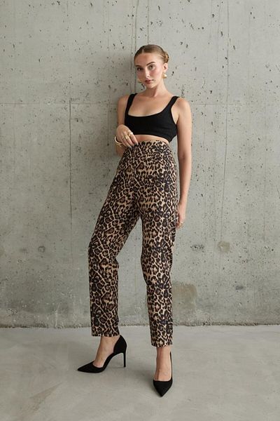 modaserdem Leopard Print Fabric Trousers