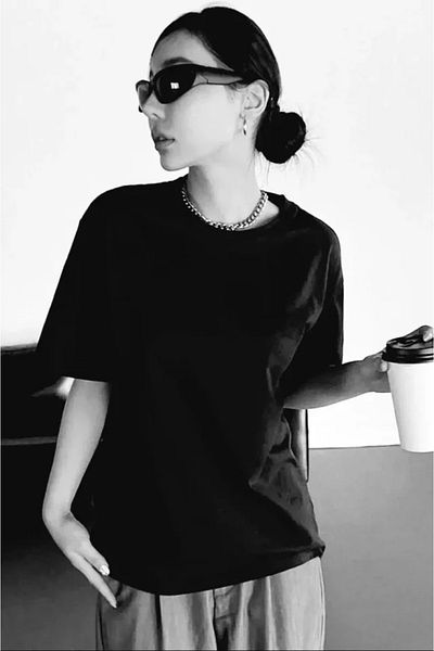 modaserdem Μαύρο μπλουζάκι Unisex με στάμπα oversize