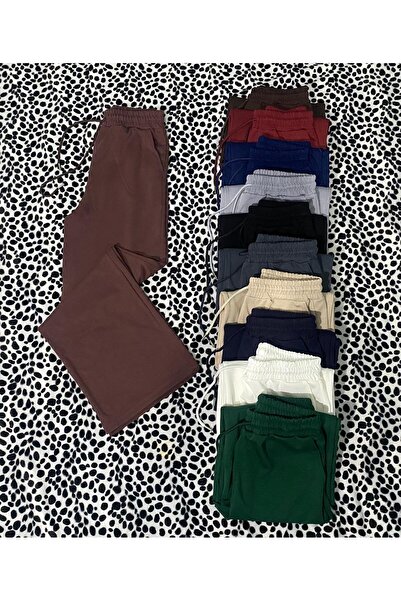 DÜVEN Широкі штани з модального трикотажу TOPRAK KAHVE WİDE LEG