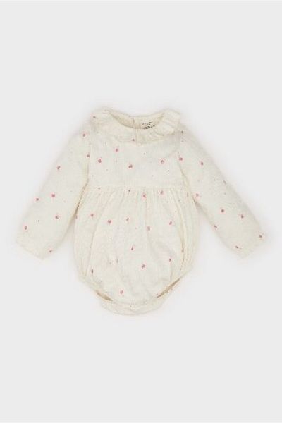 DeFacto Baby Mädchen Neugeborenen Blumen Langarm Body mit Druckknopf D9092A525SP