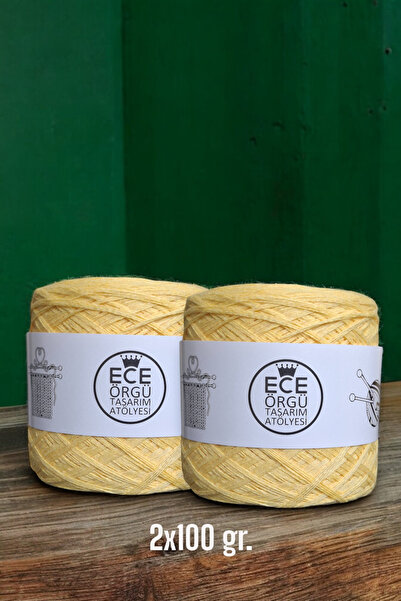 Ece Örgü Tasarım Atölyesi Mimosa papatya sarısı çok katlı koton el örgü ipi (...