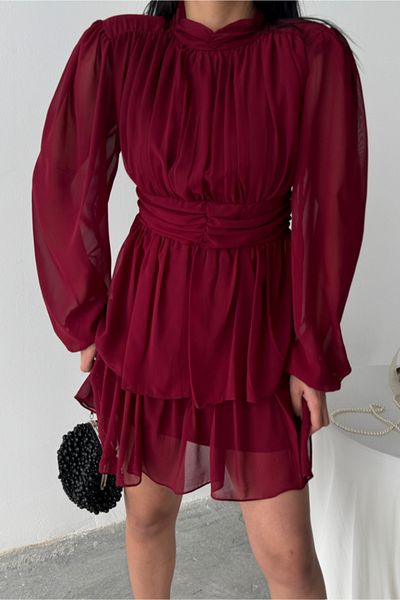 modaserdem Top de studio Burgundy Ropa Red Largo