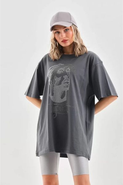 modaserdem Καπνιστό μπλουζάκι Unisex Oversize με πέτρινο σχέδιο
