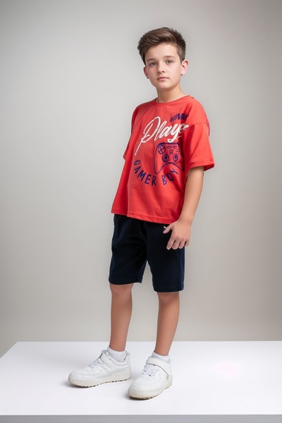 Loule Boy's Baptism 100% Cotton Oversized T-Shirt and Shorts Set of Two
