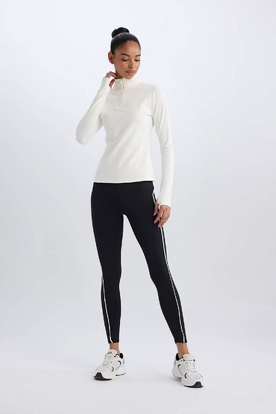 DeFacto DeFactoFit Standard Fit Sport-Langarm-T-Shirt mit Stehkragen B0811AX25SP