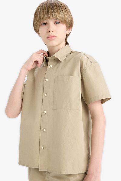 DeFacto Boys Oversize Wide Fit Polo Neck Parachute Short Sleeve Shirt E1588A825Hs