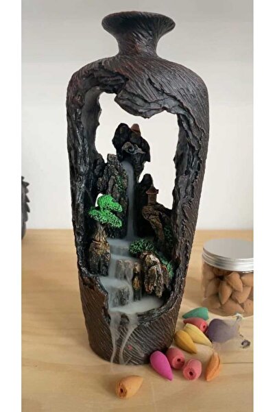 Yaratıcı sanatlar atölyesi Dekoratif Taş Dökme Şelale Geri Akış Tütsülük Vazo Büyük Boy 30 Cm